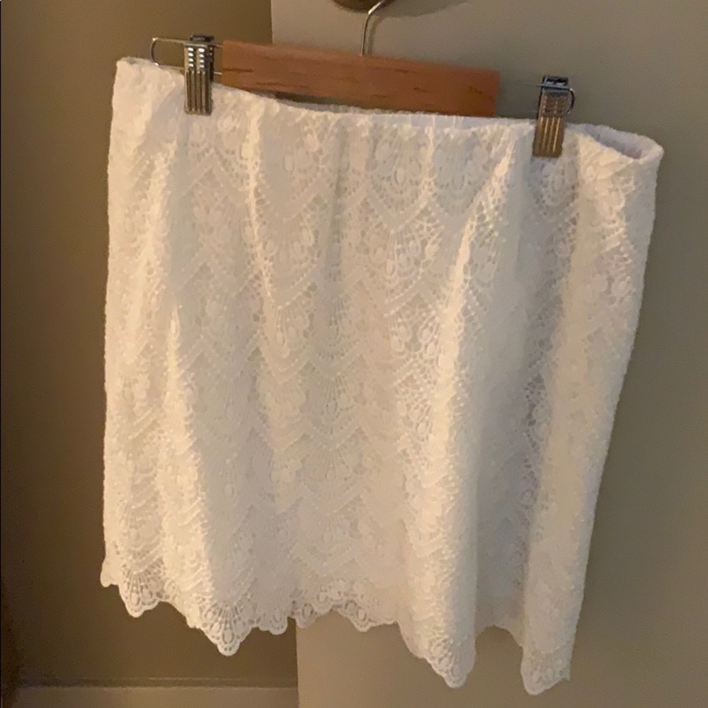 White lace scalloped pencil skirt J. Crew Factory